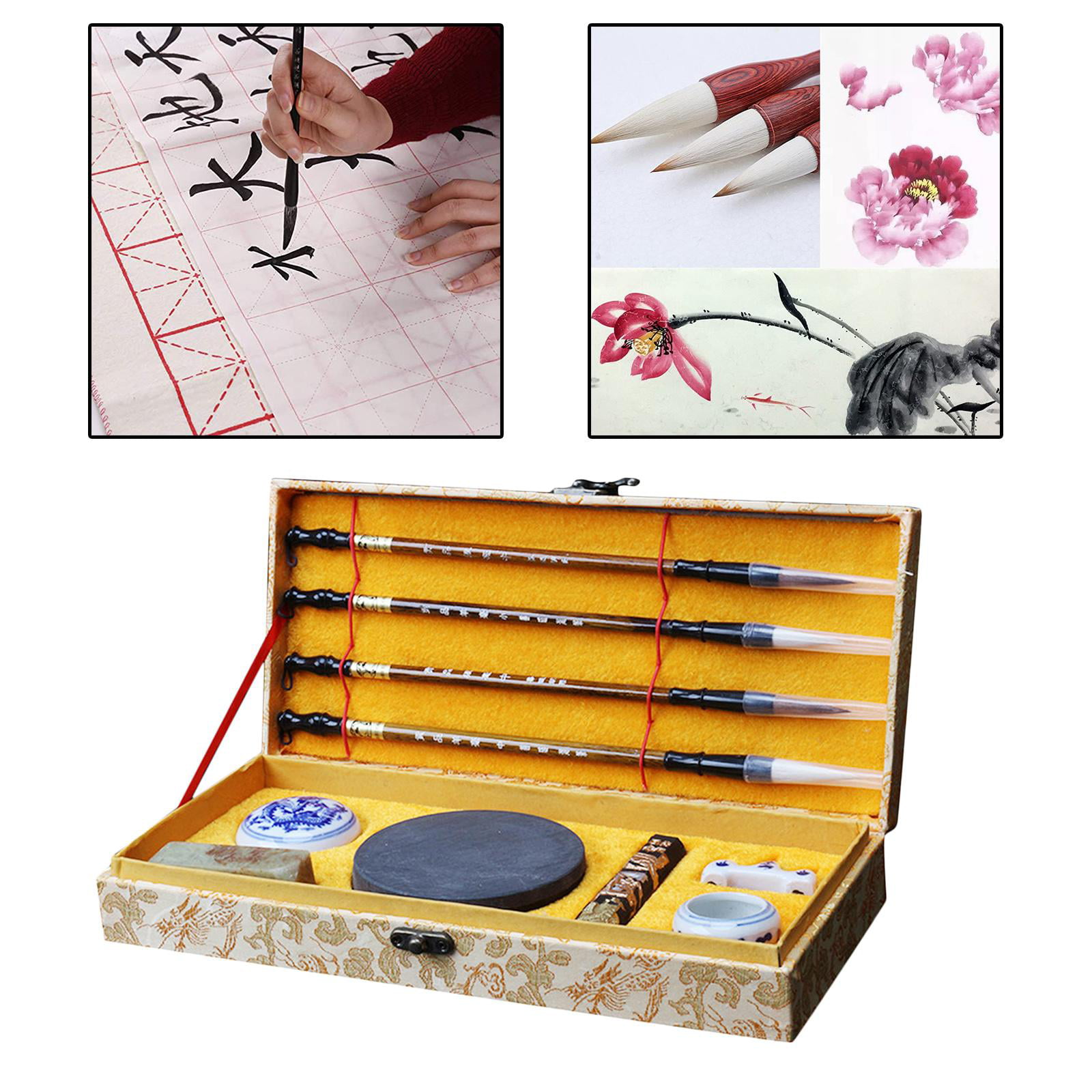 FAVOMOTO 2 Sets Four Treasures of the Study Set calligraphy kits for  beginners sumi brushes painting paper kids paint brush convenient  calligraphy