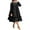 Black, variant on Vonda Women's Vintage Ruffle Hem Dress, Casual Loose Calf-Length Dress, Sizes S-5XL, Black