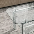thumbnail image 3 of Glass Coffee Table for Livingroom and Waiting Area, 20"D x 40"W x 18"H, Featuring Mirrored Stainless Legs and Easy Assembly, 3 of 10