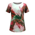 thumbnail image 4 of Dyegold Vintage Tees For Women Floral Print Short Sleeve Crewneck Tops Shirts Plus Size Retro Graphic Tshirts Casual Blouse, 4 of 4