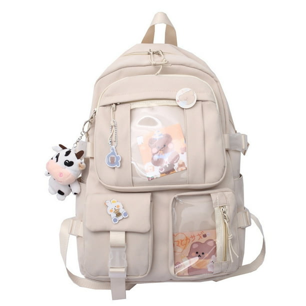 Mochila con colgante Kawaii y accesorios, linda mochila para estudiantes, hermosa mochila de viaje, mochila escolar Harajuku para chicas adolescentes.
