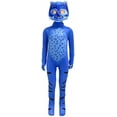 thumbnail image 3 of Blue Cat Stage Performance Halloween Cosplay Costume Set Full Body Jumpsuit with Hooded Mask and Tail for Halloween Parties and Music Concerts, 3 of 5
