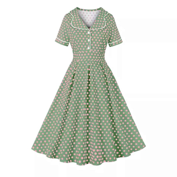 Vestido de Manga Corta para las Mujeres, Vestido Casual de Cuello en V de Bolsillo de Impresión de Moda Sexy Hecho de Poliéster Ligero para el Verano, Vestido de Verano para las Mujeres
