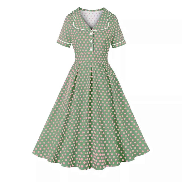 Vestido de Manga Corta para las Mujeres, Vestido Casual de Cuello en V de Bolsillo de Impresión de Moda Sexy Hecho de Poliéster Ligero para el Verano, Vestido de Verano para las Mujeres