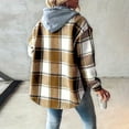 thumbnail image 4 of Plaid Jacket For Women Trendy - Fleece Lined Button Down Plaid Shacket Long Sleeve Hooded Jackets Fall Winter Coat Orange M, 4 of 4