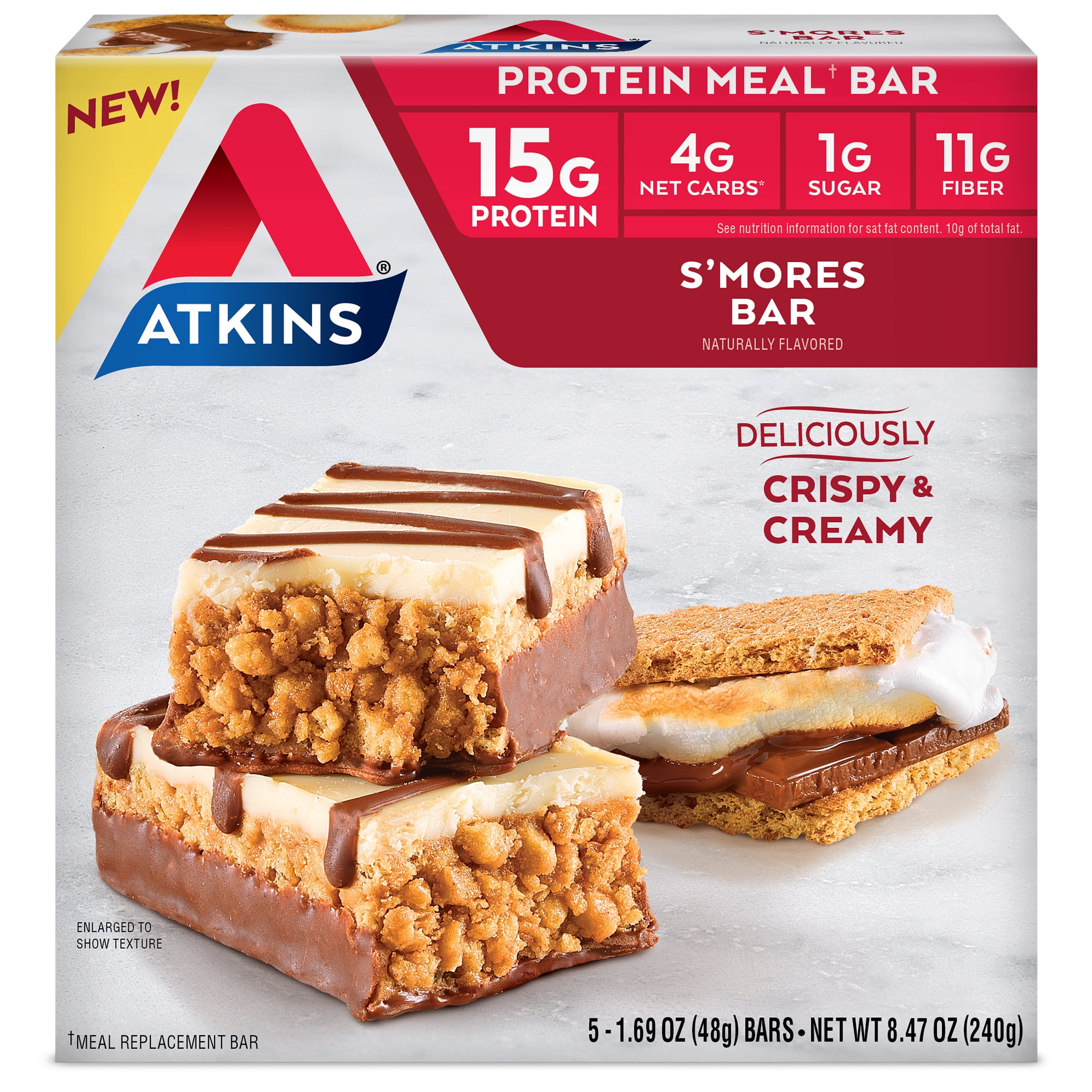 Atkins S'mores Bar, 1.69 oz, 5pack (Meal Bar)