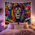 thumbnail image 2 of Lion Portrait in Colorful Graffiti Splashes, Dramatic Abstract for Art Collectors, Wildlife Decor, Housewarming Gift, Tapestry Wall Hanging for Bedroom and Living Room, 2 of 7