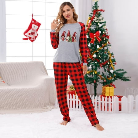 

Daqian Family Matching Pajamas Parent-child Warm Christmas Set Printed Home Wear Pajamas Two-piece Mom Set Family Christmas Pajamas Clearance Red S(S)