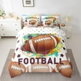 thumbnail image 2 of Feelyou Watercolor Rugby Child Bedding Comforter Set 7pcs, Cartoon Stars Graffiti Queen Bedding Sets, Est Sleep Sports Reversible Queen Sheet Sets, Breathable Home Decor, 2 of 8