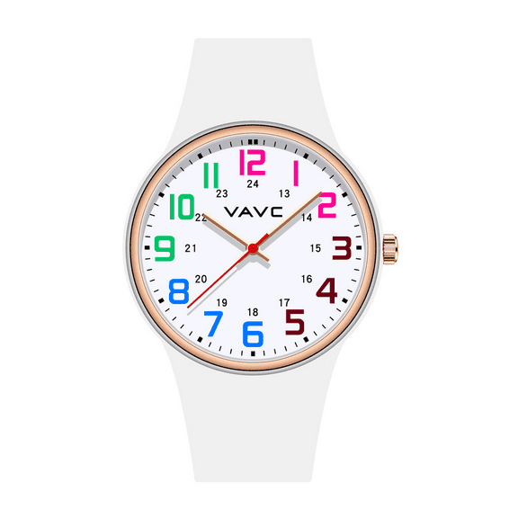 VAVC Nurse Watch with 24hr Big Dial 40mm Rose Gold Pleated Silicone Strap Watches for Women Medical