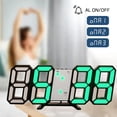 thumbnail image 5 of 3D LED Digital Alarm Clock Table Wall Modern Alarm Clock Multifunctional Number Time Clock, Brightness Adjustable Snooze Function Temperature Display for Bedroom Office Home - green, 5 of 6