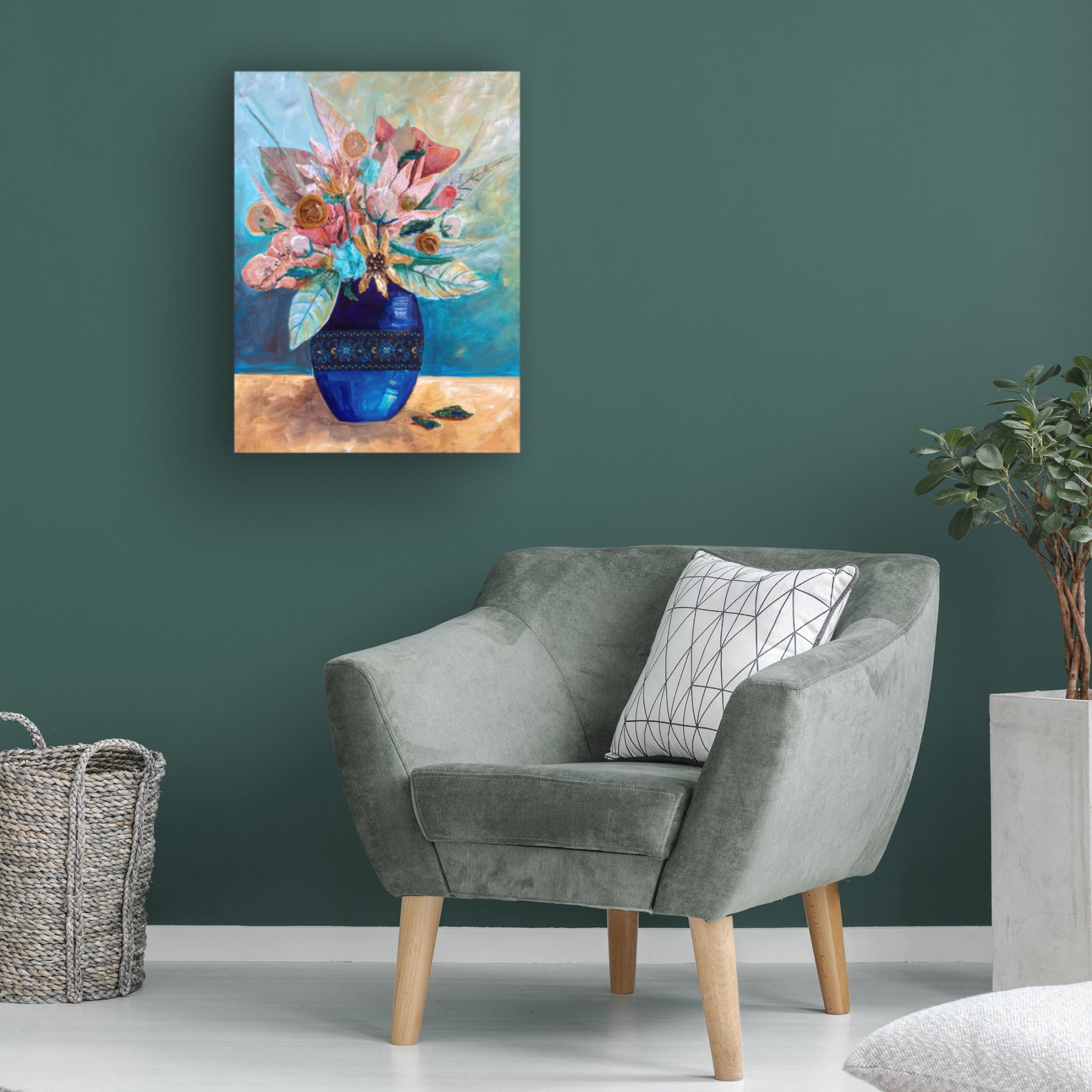 Canvas Wall Art - Christine Rotolo 'Mixed Media Flower Vase' Wall Art for Living Room, Bedroom, or Office Décor by Trademark Fine Art - 35 x 47 Inches