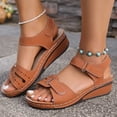 thumbnail image 2 of Yyuenw Women Comfort Wedge Platform Sandals Hook and Loop Strap Outdoor Casual Footwear, 2 of 4