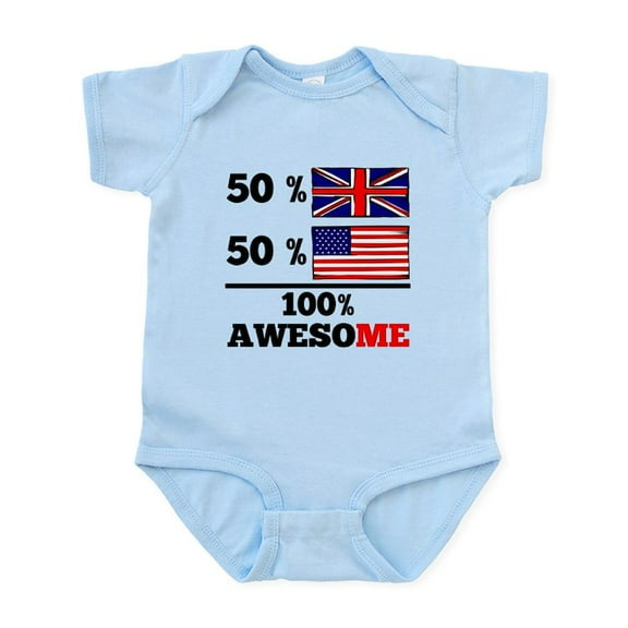 CafePress - Half British Half American Body Suit - Baby Light Bodysuit, Size Newborn - 24 Months