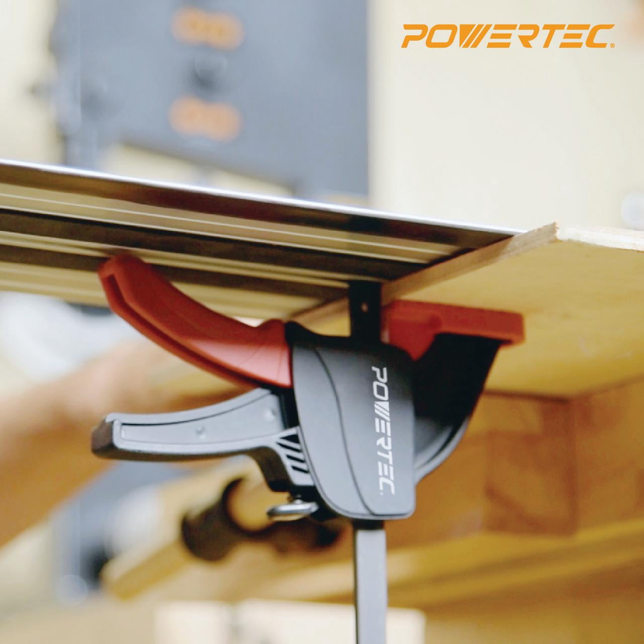 POWERTEC 2PK Tracksaw Track Guide Rail Clamp, 8-3/4 Inch Quick Release Clamps for Circular Saw Guide Rail System, Woodworking, 71423