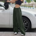 thumbnail image 4 of zaveiop Womens Parachute Pants Wide Leg Baggy Pants Y2K Elastic Waist Jogger Sweatpants Track Pants Streetwear (Z-Green, L), 4 of 8