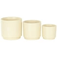 thumbnail image 6 of DecMode 7", 6", 5"W Cream Ceramic Geometric Planter with Layered Square Shaped Grooves (3 Count), 6 of 9