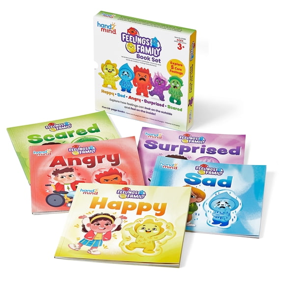 hand2mind Feelings Family™ Book Set Happy, Sad, Angry, Scared & Surprised, Social Emotional Learning Activity