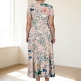 thumbnail image 4 of LWavelet Women's Plus Size Vintage Floral Maxi Dress Short Sleeve Tie Waist Casual Retro Boho Dress with Pockets Pink 5XL, 4 of 7