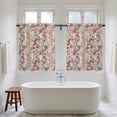 thumbnail image 4 of Pink Beige Flowers Kitchen Curtains 54 Inch Length, Spring Floral Elegant Pastoral Rustic Tiers Curtains for Bathroom Bedroom Cafe, Light Filtering Small Window Treatment Drapes 2 Panels 42"Wx54"L, 4 of 8