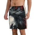 thumbnail image 2 of KLL Red Black Ink Style Bald Eagle Men's Casual Summer Beach Shorts Hawaiian Shorts with Pockets-XX-Large, 2 of 5