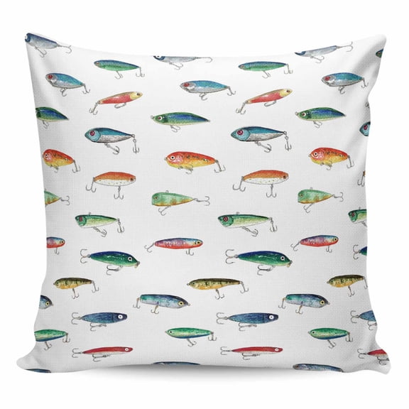 Colorful Fish Pillow Covers 18x18 Inch Decorative Throw Pillow Cover, Watercolor Cartoon Fishing Sofa Pillowcases Accent Cushion Case Home Decor Bedroom Living Room