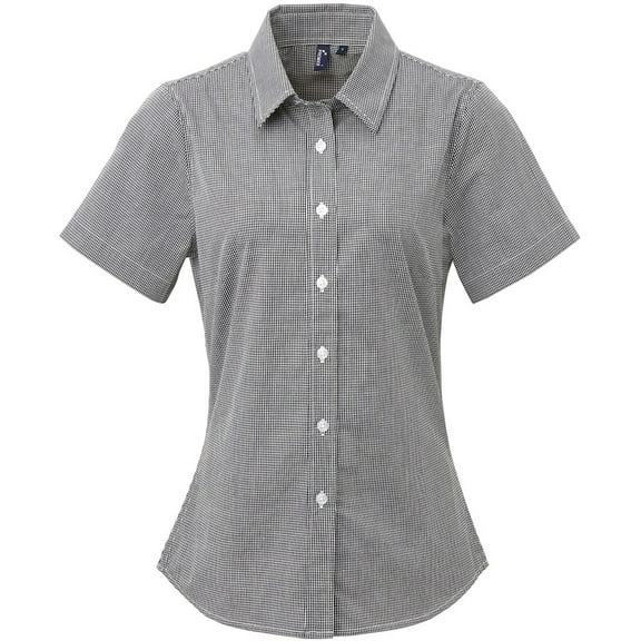 Premier Womens Microcheck Short Sleeve Cotton Shirt