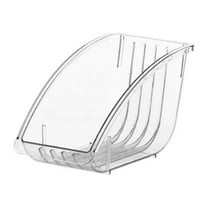 MODANU Paper Plate Holder Plastic Dinner Plate Holder Dish Drainer Paper Plate Dispenser Plate Organizer for Kitchen Cabinets Plate Storage Rack Dish Cradle for Countertop, Transparent