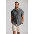 thumbnail image 3 of COOFANDY Mens Summer Textured Shirts Short Sleeve Stretch Linen Shirts for Vacation, 3 of 6