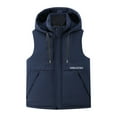 thumbnail image 3 of Zedker Men's Puffer Vest with Hooded Sleeveless Stand Collar Padded Cotton Gilet Fall Winter Thermal Stylish Quilted Full Zip Jacket Vest with Pocket Blue XXXL, 3 of 6