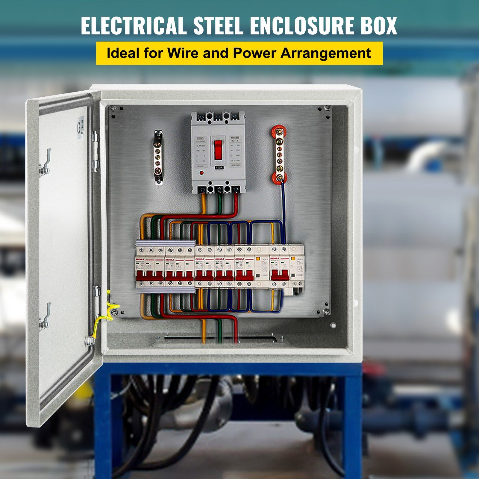 24x24x8 Inch NEMA 4X Steel Electrical Box, IP66 Waterproof & Dustproof, Outdoor/Indoor Junction Box w/Mounting Plate – Heavy Duty Enclosure