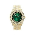 thumbnail image 2 of Charles Raymond Blinged Out Fully Iced Out Mens Big Rocks Bezel Money Green Dial with Roman Numerals, Cuban Chain Bracelet, Cuban Necklace, Tennis Chain & Ring - ST10327CRNT (11, Gold - Money Green), 2 of 7