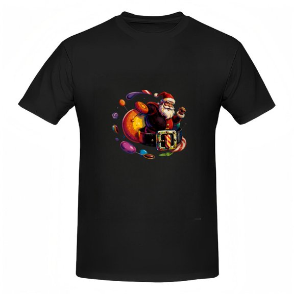 Festive Santa Graphic Tee - Candy Themed Holiday T-Shirt