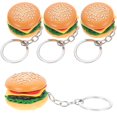 thumbnail image 1 of Food Keychain Charm Simulation Food Pendant Hamburger Key Ring Pendants Bag Ornament PVC Iron 9X3.5X2CM 4Pcs, 1 of 5