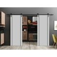 thumbnail image 3 of Sturdy Double Barn Door 64 x 80 inches with | Planum 0016 Grey Matte with Frosted Glass | 13FT Rail Hangers Heavy Set | Solid Panel Interior Doors, 3 of 6