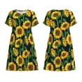 thumbnail image 3 of Bixox Robe d'Été à Manches Courtes pour Femmes Robe Ample Longueur Genou avec Poches-Tournesol 1, 3 of 7