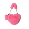 thumbnail image 2 of Bolso bandolera peludo en forma de corazón para mujeres con correa de cadena, bolso de hombro de piel sintética para viajar, festivales y uso diario, 2 of 6