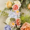 thumbnail image 4 of Big Floral Spring Wreath for Front Door and Wall Decor, Artificial Plastic Wreath with Green Leaves and Colorful Flowers, Low Maintenance Indoor Outdoor Home Garden Decoration, 4 of 9