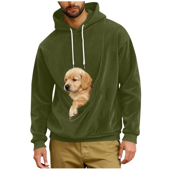 Mens Kangaroo Pouch Hoodie for Dogs Cats Pet Carrier Casaul Hoodie Long Sleeve Hooded Pullover Holder Sweatshirt