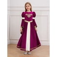 thumbnail image 4 of TiaoBug Girls Medieval Princess Royal Queen Renaissance Faire Dress Long Bell Sleeve Velvet Party Maxi Gown Rose Pink 16, 4 of 5