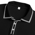 thumbnail image 6 of Telankuip Men's Knit Polo Shirts 2026 Early Spring Long Sleeve Quarter Zipper Polo Sweater Ribbing Pure Color Stretch Slim Fit Soft Comfortable Business Casual Pullover Tops 1-Black XL, 6 of 7