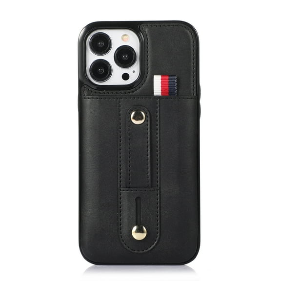 K-Lion iPhone 14 Pro Max Wallet Case with Hidden Card Holder & Finger Grip Band Loop Stretch Kickstand - Vintage PU Leather Case Business Cover for iPhone 14 Pro Max - Black