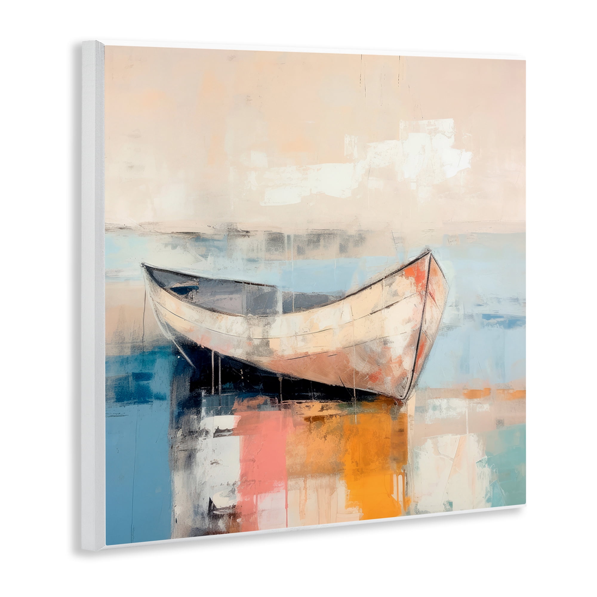 Stupell Industries Sunlit Boat Reflection Transportation Painting Unframed Art Print Wall Art, 12 x 12