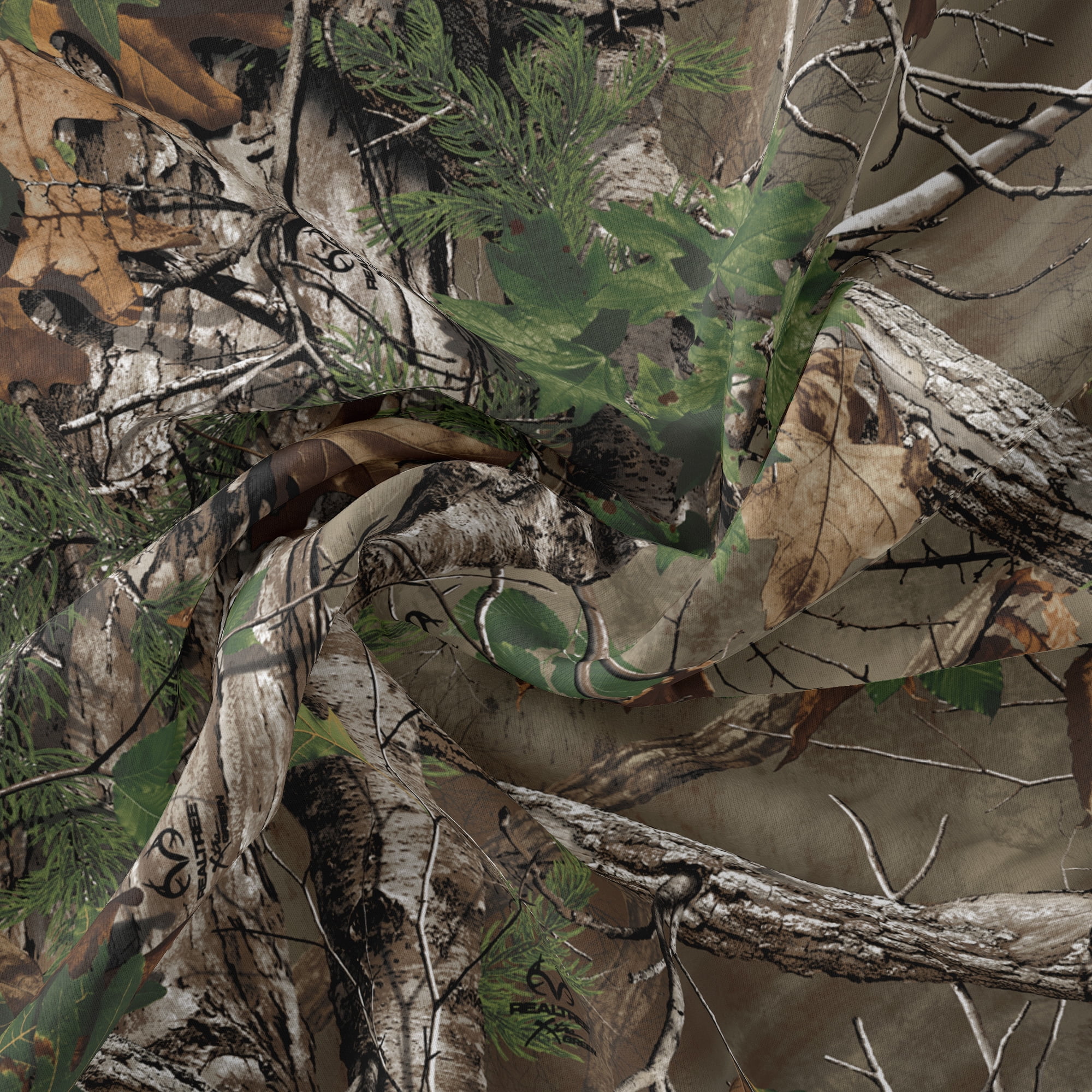 (4 pack) Real Tree 100% Cotton Camo, Green, 18" x 21" for Quilting & Sewing, 1 Each