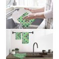 thumbnail image 5 of Saint Patrick's Day Kitchen Dish Towels for Drying Dishes Set of 2, Green Plaid Clovers Geometric Waffle Weave Microfiber Hand Tea Bathroom Towels Quick Dry & Absorbent Towel 12x12, 5 of 7