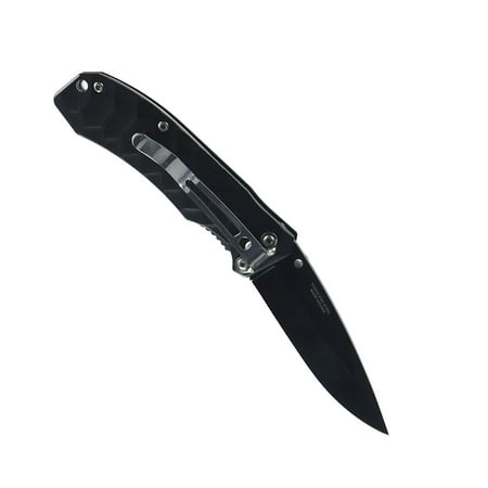 ASR Outdoor 3.75 Inch Black Aluminium Body Pocket Knife with Belt