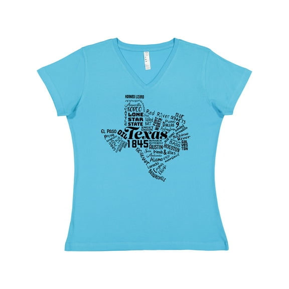 Inktastic Texas Word Salad- State Outline Women's V-Neck T-Shirt
