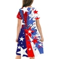 thumbnail image 4 of Odeerbi Niñas Día de La Independencia Vestido de Línea A Verano Patriótico Cuello Redondo Manga Corta Vestido Casual, 4 of 9
