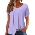 thumbnail image 3 of qucoqpe Womens Plus Size Summer Tops Fashion Solid V Neck Short Sleeve Ruched Tunic Blouse Casual Loose T Shirts for Women, 3 of 5