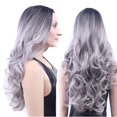thumbnail image 1 of Peluca gris ondulada larga, pelucas de pelo ondulado y rizado sintético para mujer, sombrero de peluca gris para mujer, 1 of 4